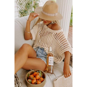 Dokotoo Women's Summer Crochet Hollow Out Sweater