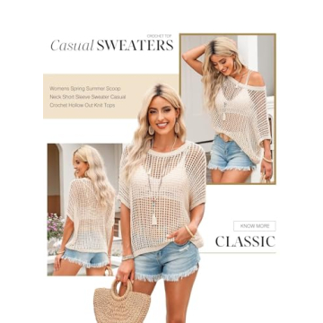 Dokotoo Women's Summer Crochet Hollow Out Sweater