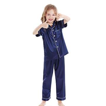 Horcute Kids Satin Pajamas Set for Ages 7-8 Years