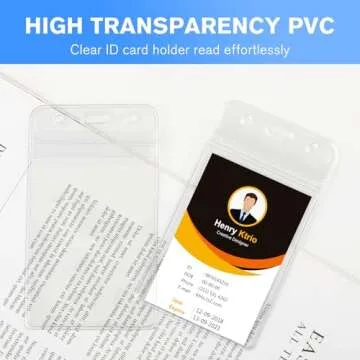 KTRIO 10 Pcs Badge Holders, Vertical ID Badge Holder with Waterproof Resealable Zip for Proximity/RFID/Credit Cards