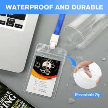 KTRIO 10 Pcs Badge Holders, Vertical ID Badge Holder with Waterproof Resealable Zip for Proximity/RFID/Credit Cards