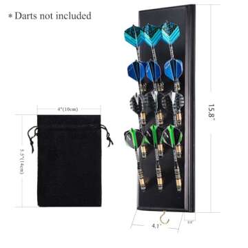 FDLS Darts Caddy Wall Mounted Darts Holder/Stand/with Metal Hook, Accessory Storage Bag, Displays 12...