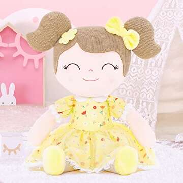 Gloveleya Baby Girl Gift Soft First Baby Doll Plush Doll Floral Yellow 16 "