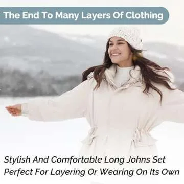 Women's Thermal Set, Lightweight Ultra Soft Fleece Shirt and Tights, Black, L