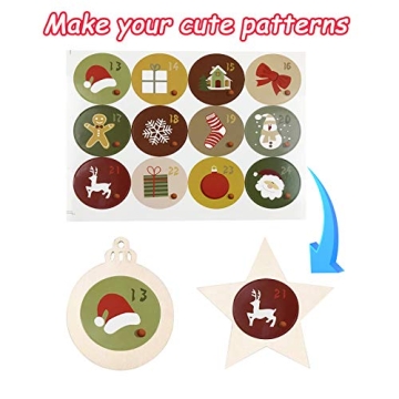 VLUSSO 50Pcs Wooden Christmas Ornaments Set for DIY Crafts