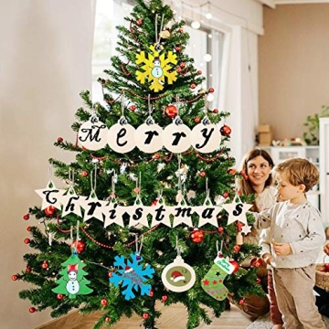 VLUSSO 50Pcs Wooden Christmas Ornaments Set for DIY Crafts