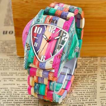 Handmade Colorful Bamboo Wooden Watches for Men - Engraved Quartz