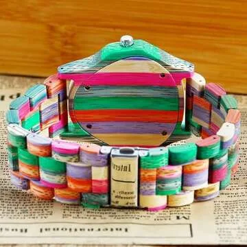 Handmade Colorful Bamboo Wooden Watches for Men - Engraved Quartz