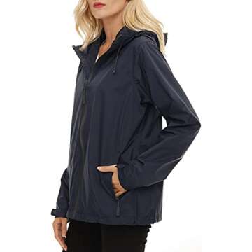 LeSies Women's Rain Jacket: Lightweight Waterproof, Hooded, Adjustable Windbreaker