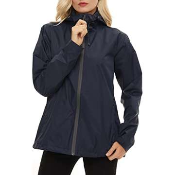 LeSies Women's Lightweight Waterproof Rain Jacket with Hood