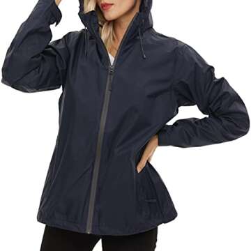 LeSies Women's Lightweight Waterproof Rain Jacket with Hood