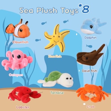 Plush Ocean Animals Set with Shell for Kids
