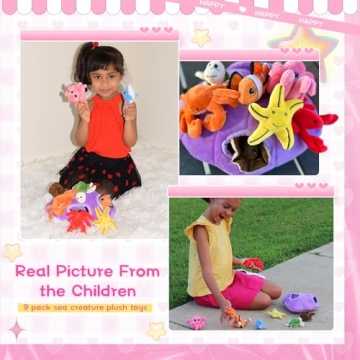 Plush Ocean Animals Set with Shell for Kids