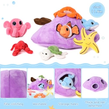 Plush Ocean Animals Set with Shell for Kids