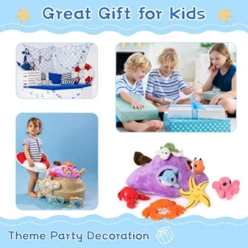 Plush Ocean Animals Set with Shell for Kids