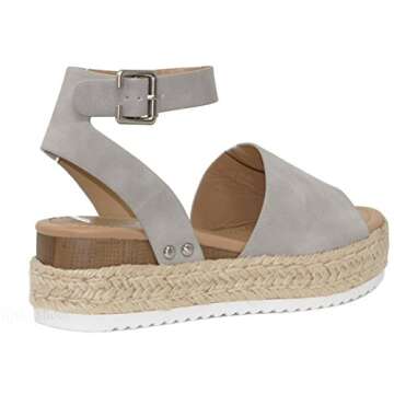 MVE Shoes Womens Sandals Slip On Flatform With Inmitation Cork Bottom Double Straps