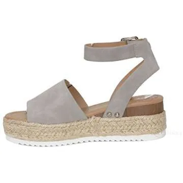 MVE Shoes Womens Sandals Slip On Flatform With Inmitation Cork Bottom Double Straps