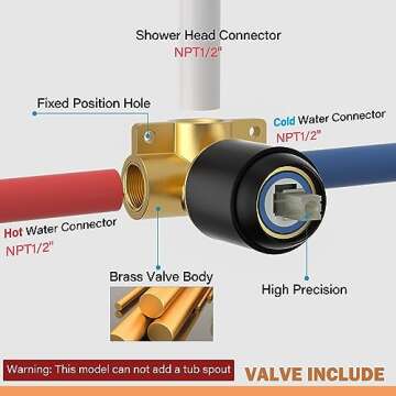 HoliSpa Shower Faucet, Black Shower Faucet Set with 8-Inch Rainfall Showerhead, Single-Handle Shower-Trim Kit Included Valve, Matte Black