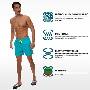 Quick Dry Swim Trunks with Pockets - Peacock Blue