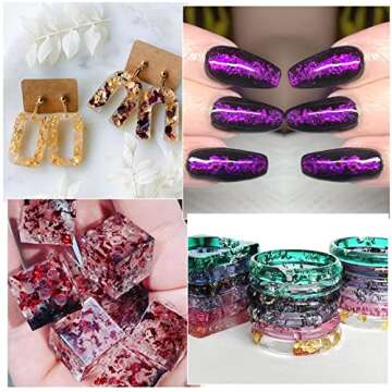 Mingjieus Gold Foil Flakes, 24 Color, Metallic Foil Flakes, Gilding Flakes, Gold Leaf Flakes, Gold Flakes for Resin, Nails, Painting, Crafts