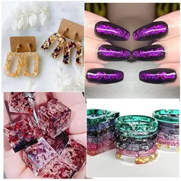 Mingjieus Gold Foil Flakes, 24 Color, Metallic Foil Flakes, Gilding Flakes, Gold Leaf Flakes, Gold Flakes for Resin, Nails, Painting, Crafts