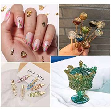 Mingjieus Gold Foil Flakes, 24 Color, Metallic Foil Flakes, Gilding Flakes, Gold Leaf Flakes, Gold Flakes for Resin, Nails, Painting, Crafts