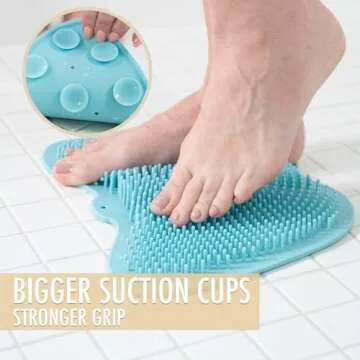 Shower Foot Scrubber Mat & Back Washer, Set of 2 - Each Soft Silicone Bath Scrubber in Our Affordable 2-Pack Provides Deep Cleansing, Soothing Massage & Dry-Skin Exfoliation for Your Feet & Back