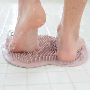 Shower Foot Scrubber Mat & Back Washer, Set of 2 - Each Soft Silicone Bath Scrubber in Our Affordable 2-Pack Provides Deep Cleansing, Soothing Massage & Dry-Skin Exfoliation for Your Feet & Back