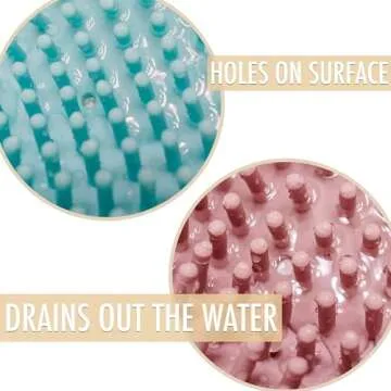 Shower Foot Scrubber Mat & Back Washer, Set of 2 - Each Soft Silicone Bath Scrubber in Our Affordable 2-Pack Provides Deep Cleansing, Soothing Massage & Dry-Skin Exfoliation for Your Feet & Back