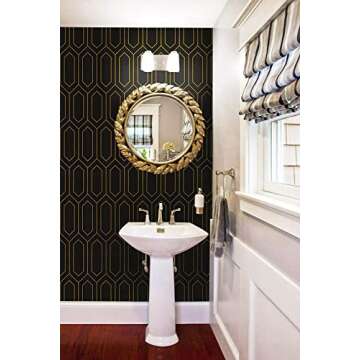 Safiyya Peel and Stick Wallpaper Geometric Wallpaper Gold and Black Contact Paper Gold Black Textured Wallpaper Self Adhesive Removable Wallpaper for Wall Furniture Vinyl Roll 118"x17.3"