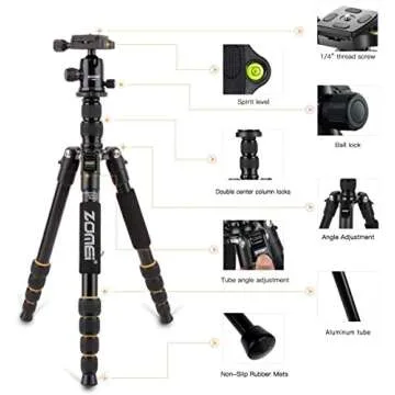 ZOMEi Camera Tripod 62" Light Weight DSLR Tripod with Ball Head Quick Release Plate and Carrying Case (Aluminum Tripod)