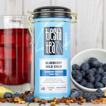 Tiesta Tea Blueberry Wild Child Herbal Tea | Premium Caffeine-Free Blend | 50 Cups