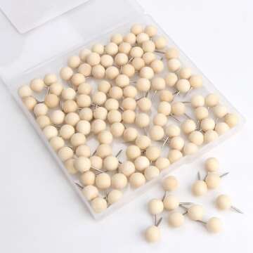 Yalis Wood Push Pins 120 Pcs,Decorative Wooden Thumb Tacks for Corkboard and Bulletin Board (120 pcs...