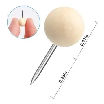 Yalis Wood Push Pins 120 Pcs,Decorative Wooden Thumb Tacks for Corkboard and Bulletin Board (120 pcs Map Tacks)