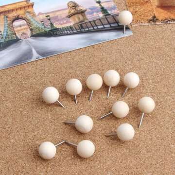 Yalis Wood Push Pins 120 Pcs,Decorative Wooden Thumb Tacks for Corkboard and Bulletin Board (120 pcs Map Tacks)