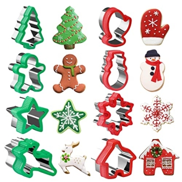 Christmas Cookie Cutter Set - 8 Piece Holiday Cookies Molds with Comfort Grip