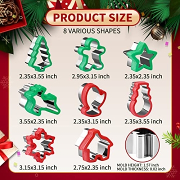 Christmas Cookie Cutter Set - 8 Unique Shapes for Fun Baking