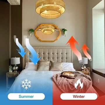 Stymon 20" Bamboo Flush Mount Ceiling Fan with Light and Remote Control.Boho Chic Wicker Rattan Caged Fandelier for Bedroom Indoor Kitchen