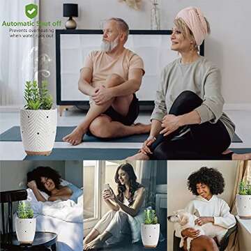 Artificial Succulent Plants Potted Diffusers for Essential Oils with 7 Colors LED Light,Ceramic Cool Mist Super Quiet Aromatherapy Diffuser for Home Office Bedroom