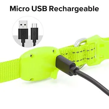 BSEEN Adjustable LED Dog & Cat Collar - Rechargeable, Small Breeds, Green, 8.5-11.8 inches, Nylon, Lightweight, Reflective, 2 Flash Modes
