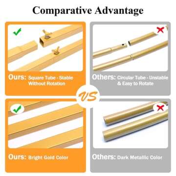 Wedding Arch Backdrop Stand, 6.6x6.6 FT Gold Wedding Arches for Ceremony Square Metal Balloon Arch Stand Garden Arbor Frame for Wedding Birthday Party Baby Shower Photo Booth Background Decoration