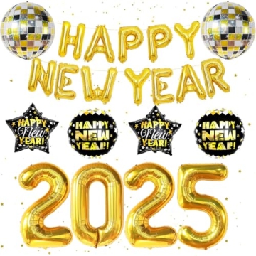 2025 New Year Party Decoration Gold Foil Number Balloons Large Number Balloon for 2025 New Year Eve ...