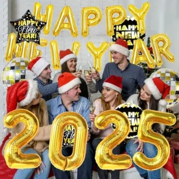 2025 New Year Party Gold Foil Number Balloons