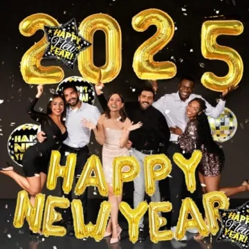 2025 New Year Party Gold Foil Number Balloons