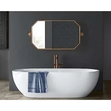 Kate and Laurel Darbridge Traditional Octagon Pivot Mirror, 24 x 47, Antique Gold, Vintage Adjustable Bathroom Wall Mirror for Use Horizontally or Vertically
