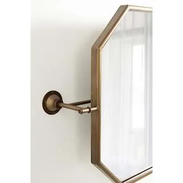 Kate and Laurel Darbridge Traditional Octagon Pivot Mirror, 24 x 47, Antique Gold, Vintage Adjustable Bathroom Wall Mirror for Use Horizontally or Vertically