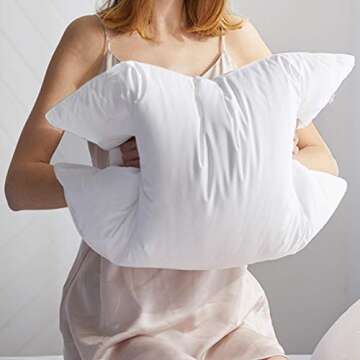 AIKOFUL Luxury Feathers Down Pillows Set of 2, Hotel Quality Soft Pillows, Organic Cotton Cover(20x2...