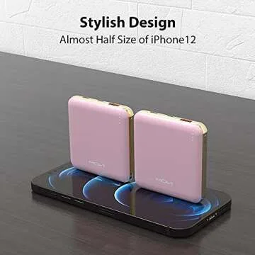 MOXNICE Power Bank 10000mAh Portable Phone Charger QC 4.0, PD 18W Super Lightweight Slim External Battery for Smartphones and Tablets, Gifts for Men Women (Pink)