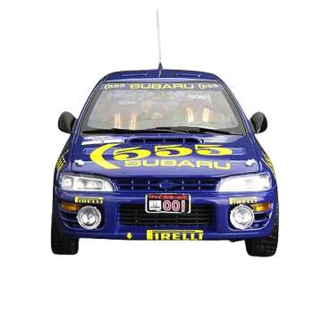 Sun Star 1:18 Scale Diecast Model Rally Car Compatible with Subaru Impreza 555 Peter Bourne/Tony Sircombe (No.1 Winner Hong Kong Beinjing Rally 1994) in Blue