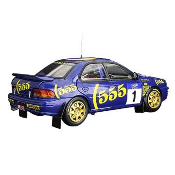 Sun Star 1:18 Scale Diecast Model Rally Car Compatible with Subaru Impreza 555 Peter Bourne/Tony Sircombe (No.1 Winner Hong Kong Beinjing Rally 1994) in Blue